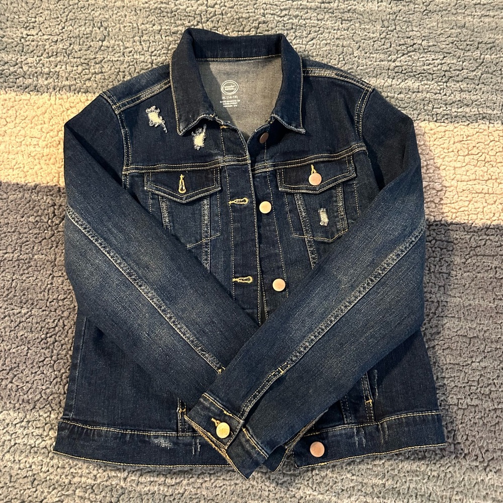 Wonder Nation Dark Blue Distressed Denim Jacket